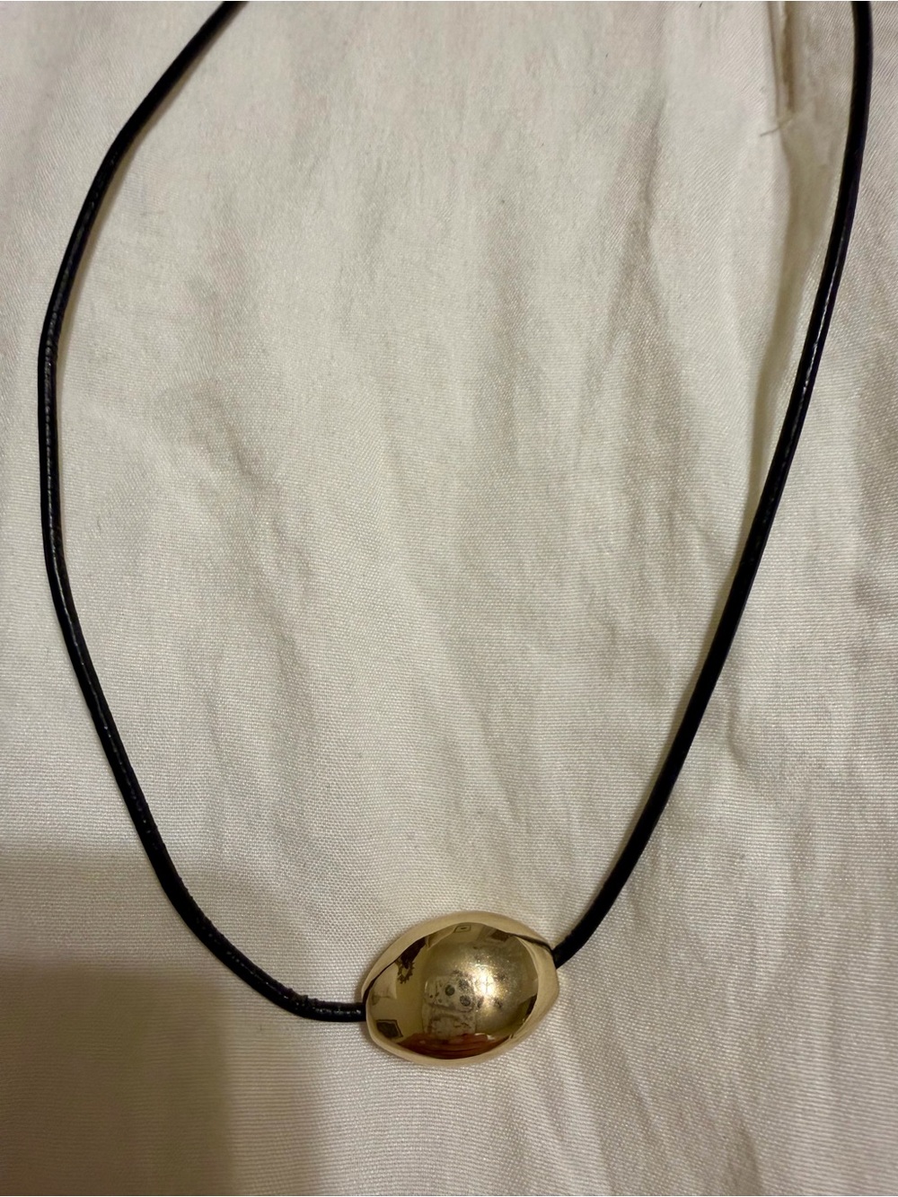 Evereve Gold Oval Pendant on Black Cord Necklace